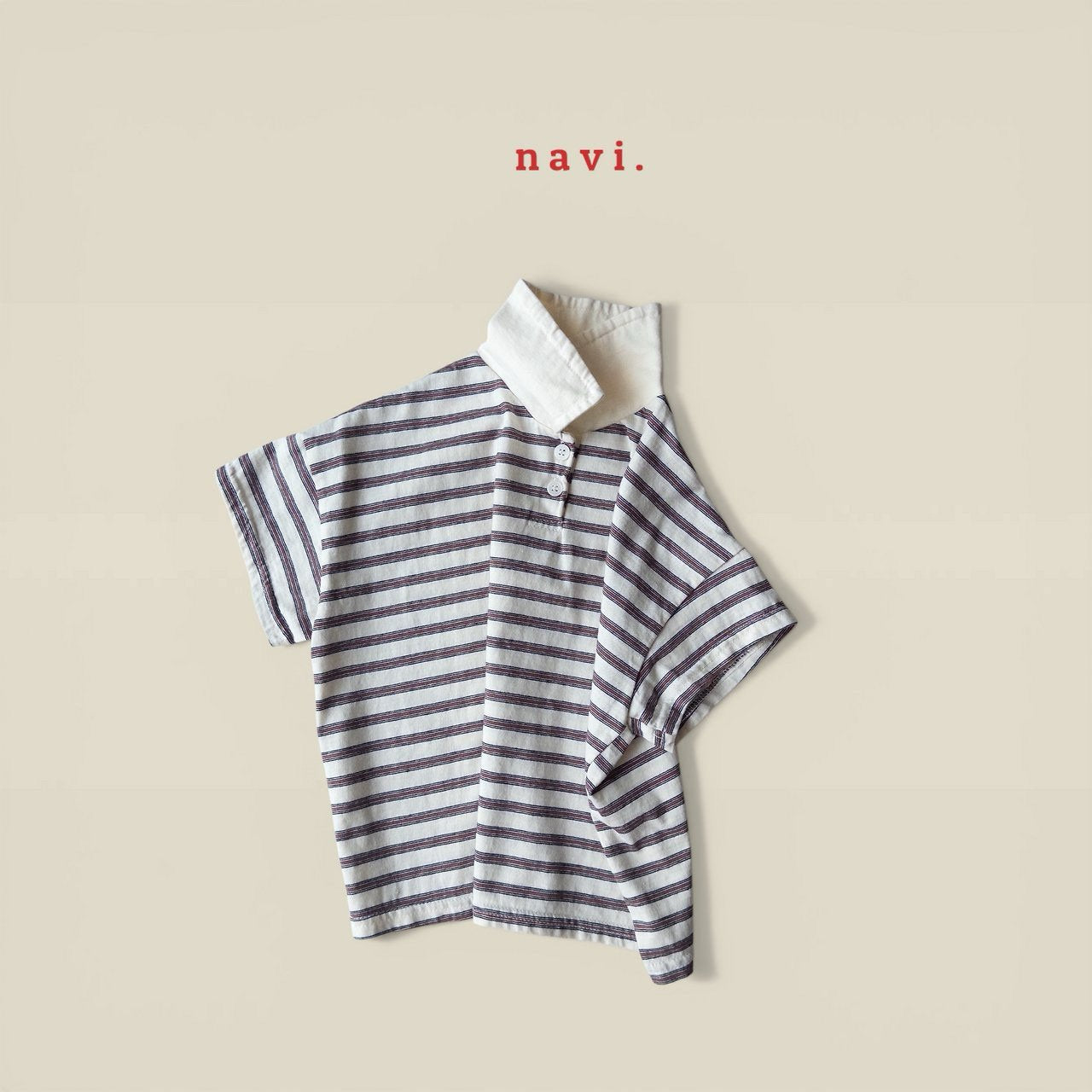 《予約》Boarder Collar Tee / Navi