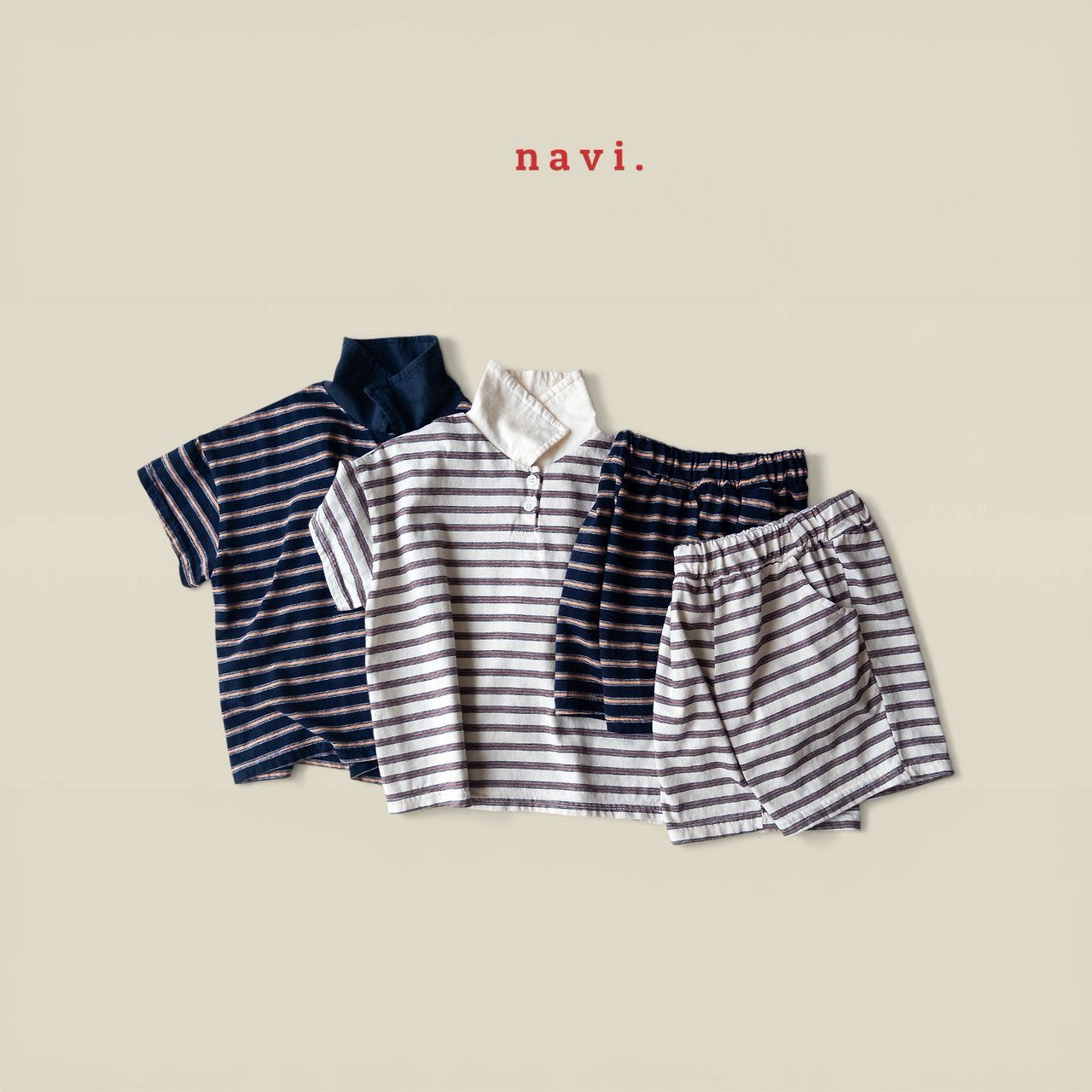 《予約》Boarder Collar Tee / Navi