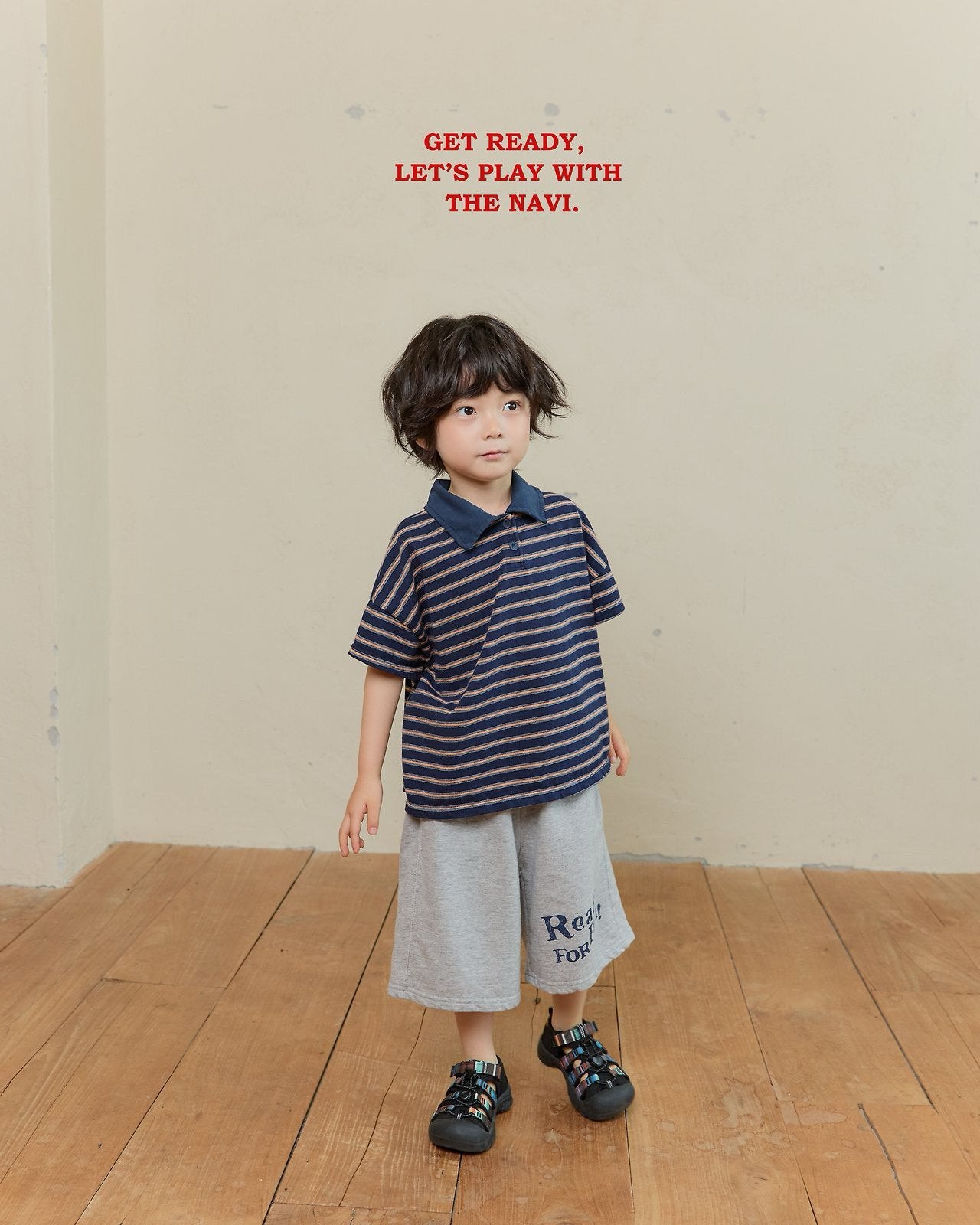 《予約》Boarder Collar Tee / Navi