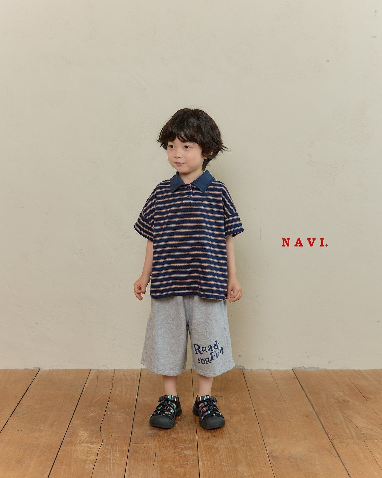 《予約》Boarder Collar Tee / Navi