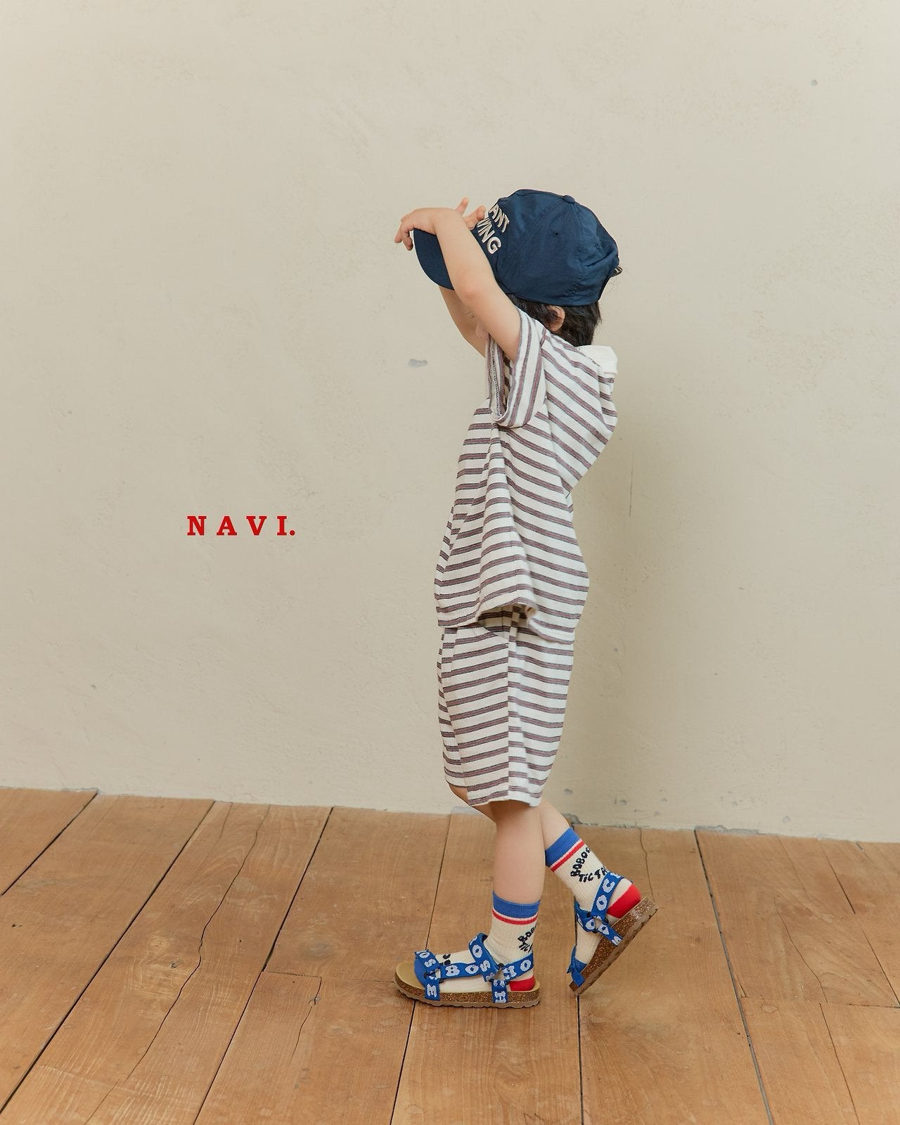 《予約》Boarder Collar Tee / Navi