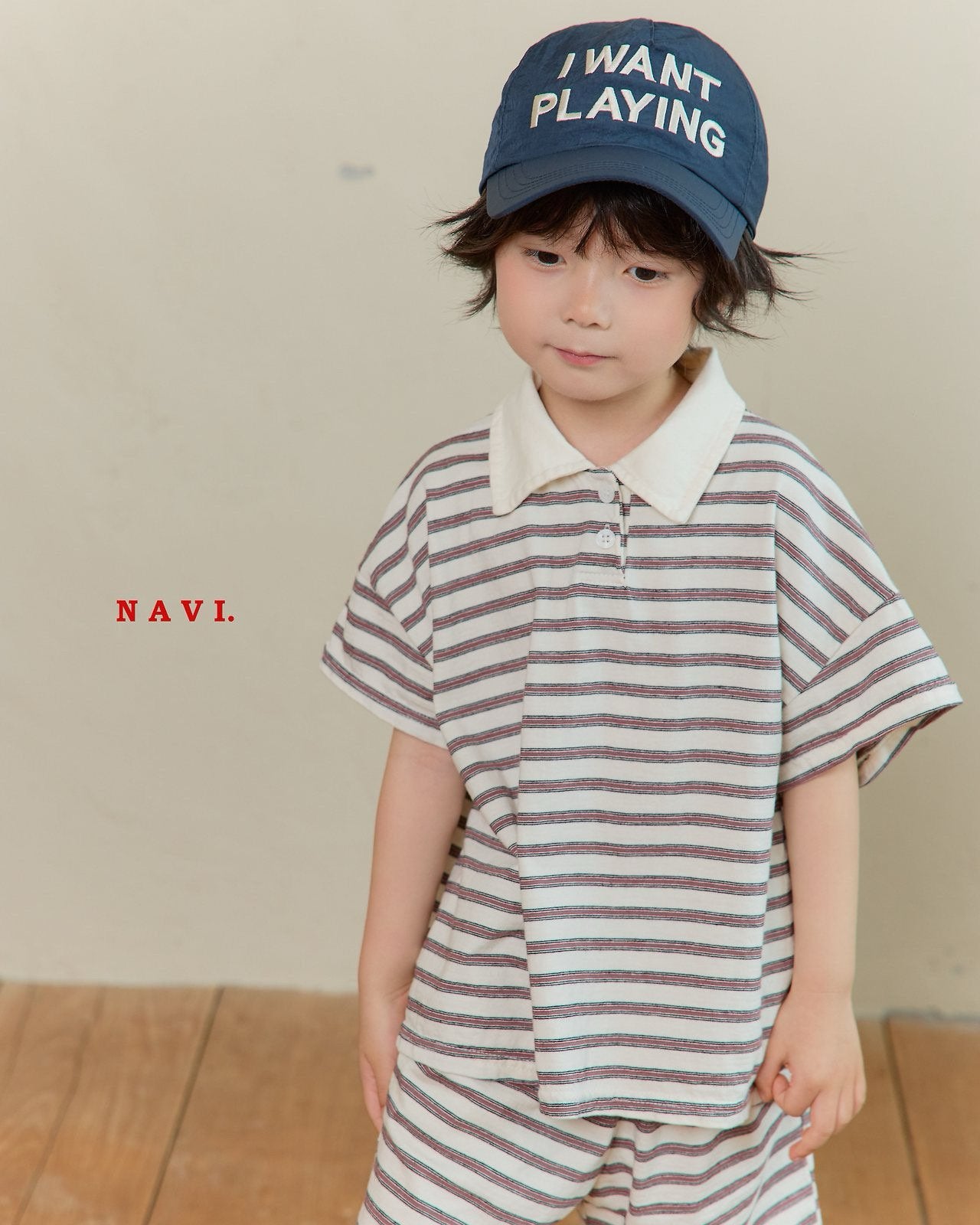 《予約》Boarder Collar Tee / Navi