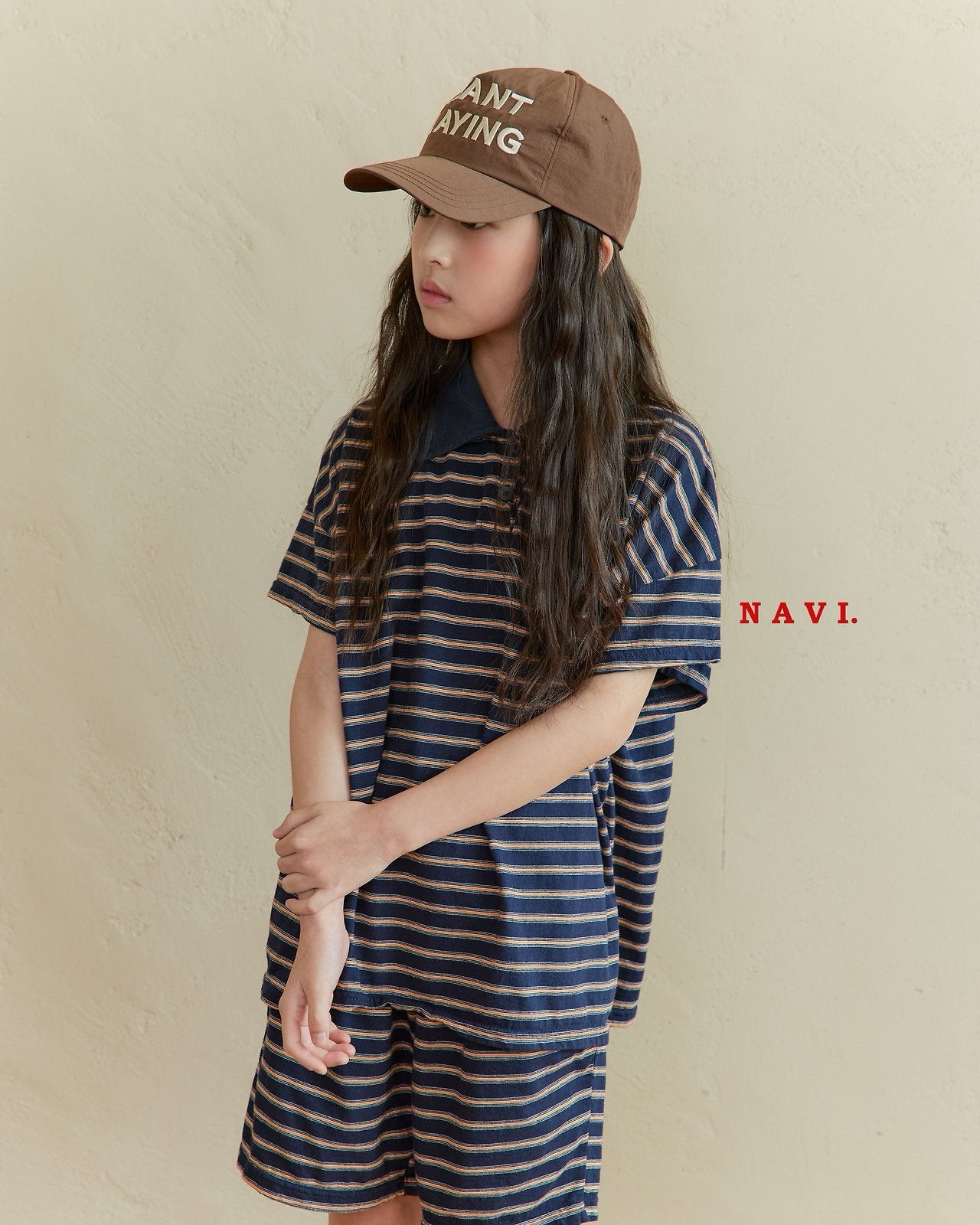 《予約》Boarder Collar Tee / Navi