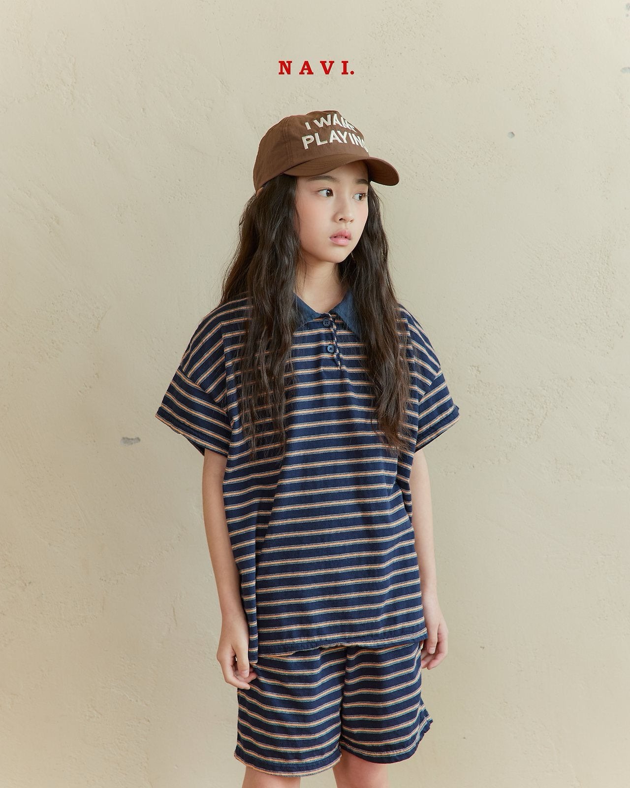 《予約》Boarder Collar Tee / Navi