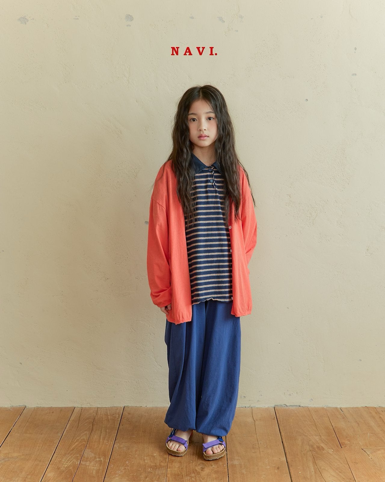 《予約》Boarder Collar Tee / Navi