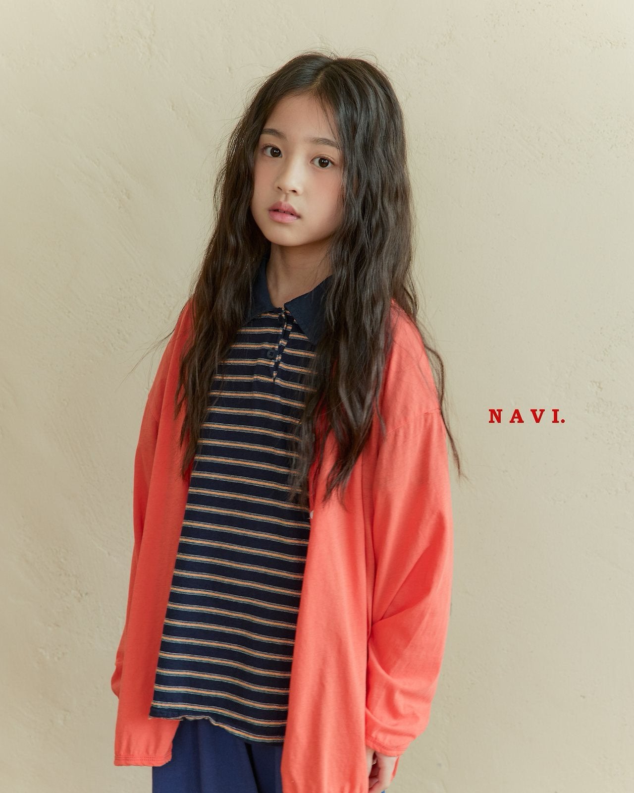 《予約》Boarder Collar Tee / Navi