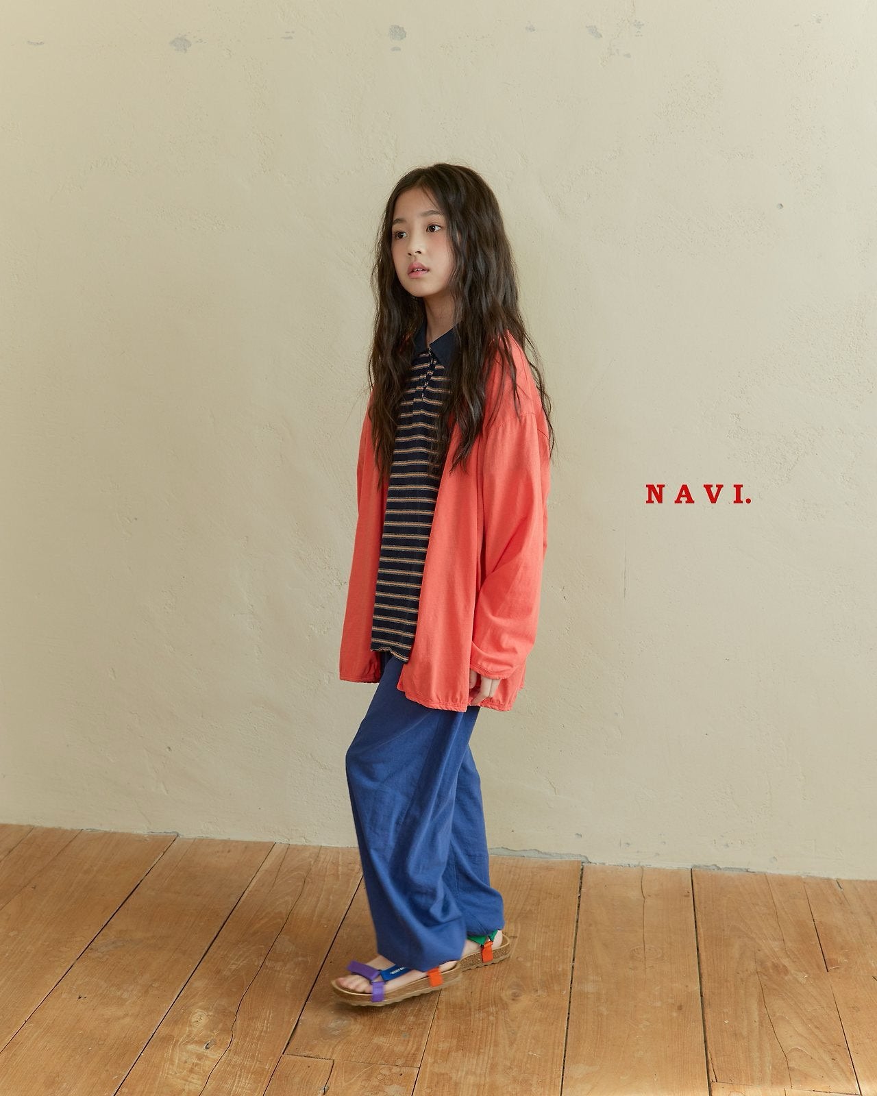 《予約》Boarder Collar Tee / Navi