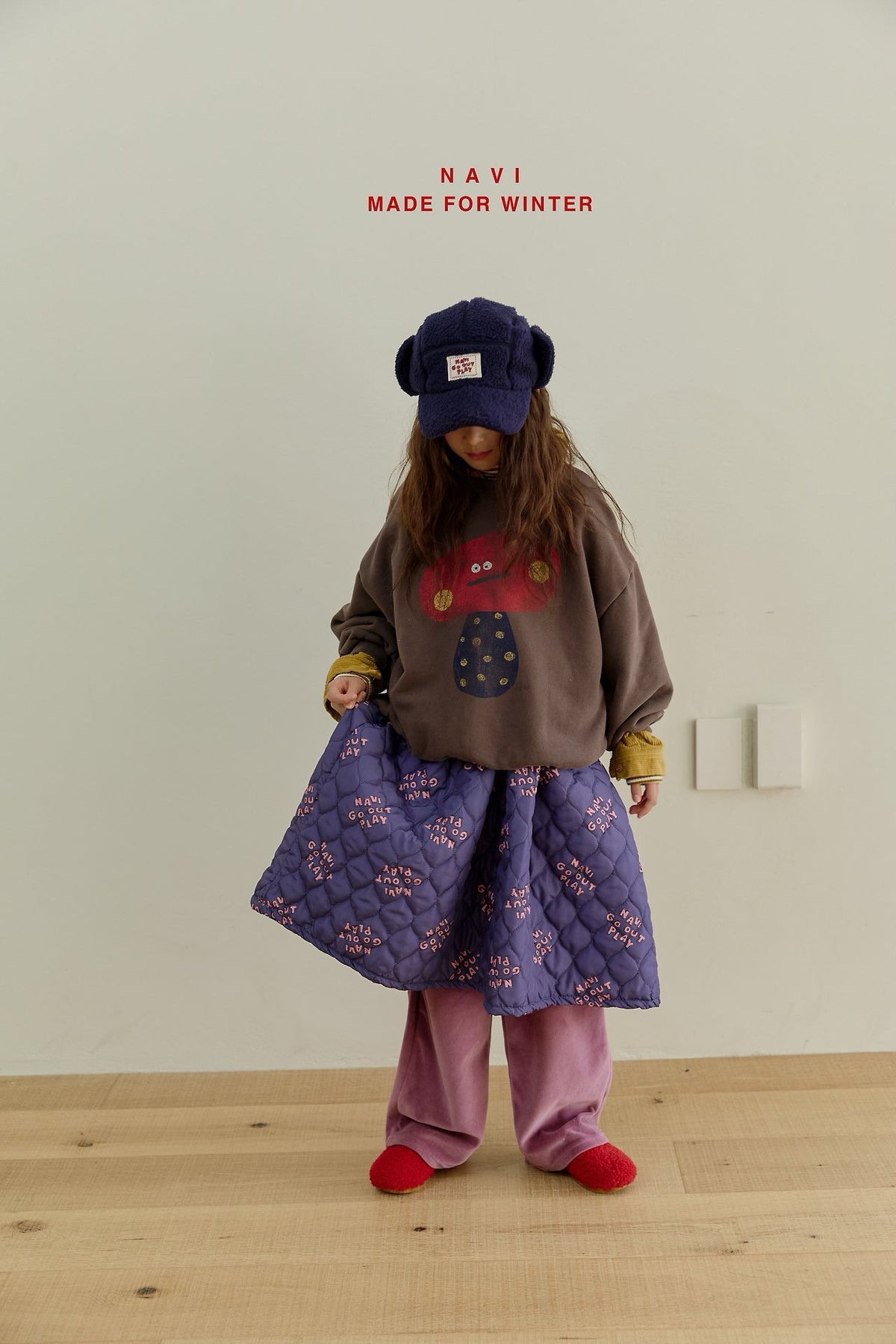 《予約》Butterfly Velour Pants / NAVI