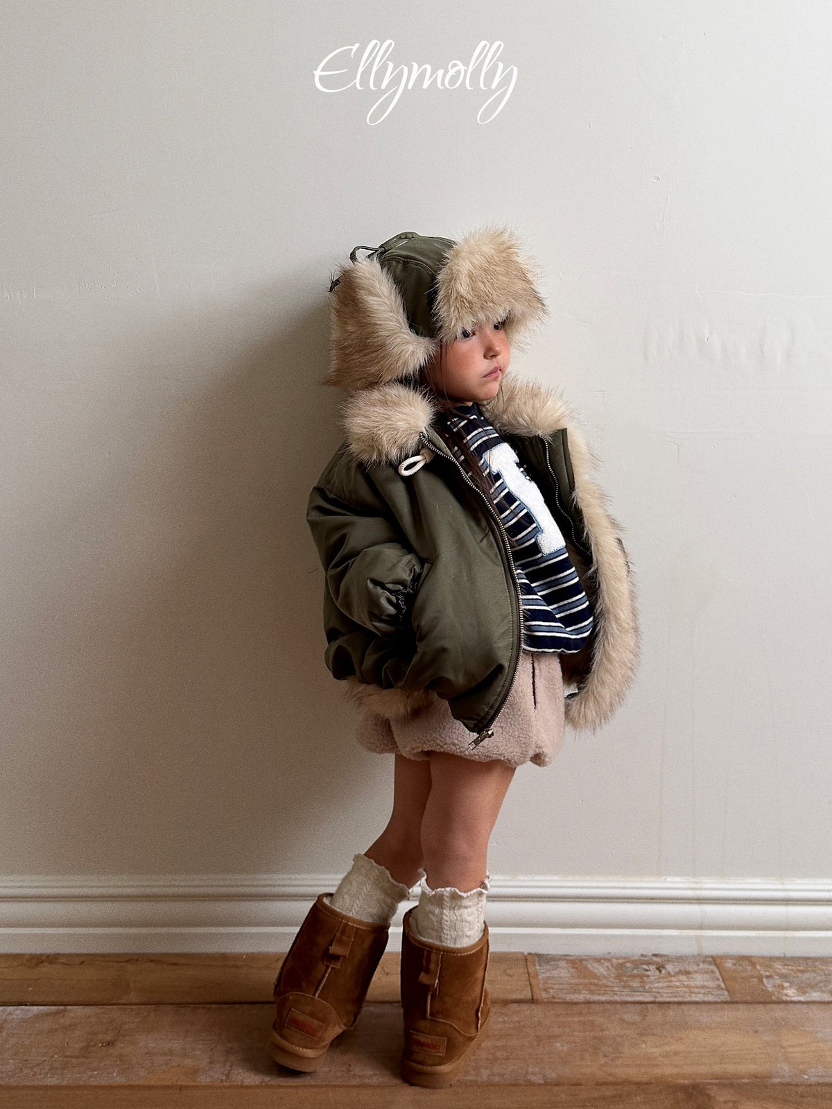 《予約》Fur Earflap Padded Hat / ELLY MOLLY