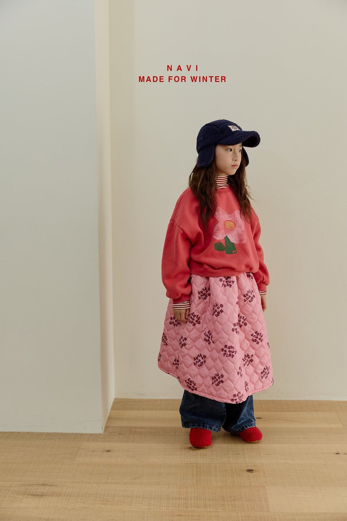《予約》Moi Wide Denim Pants / NAVI