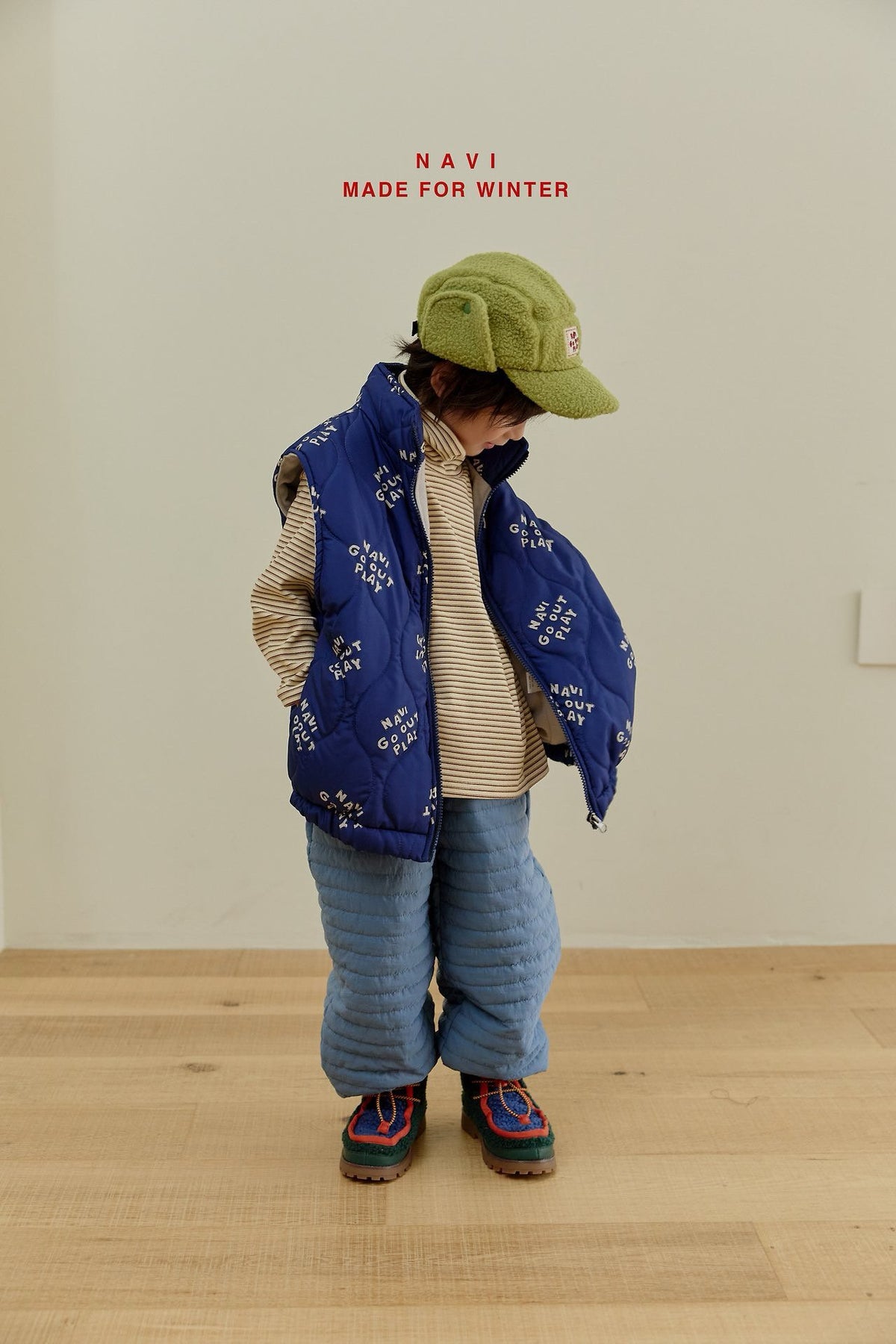 《予約》Ribbon Stripe Turtleneck Tee / NAVI